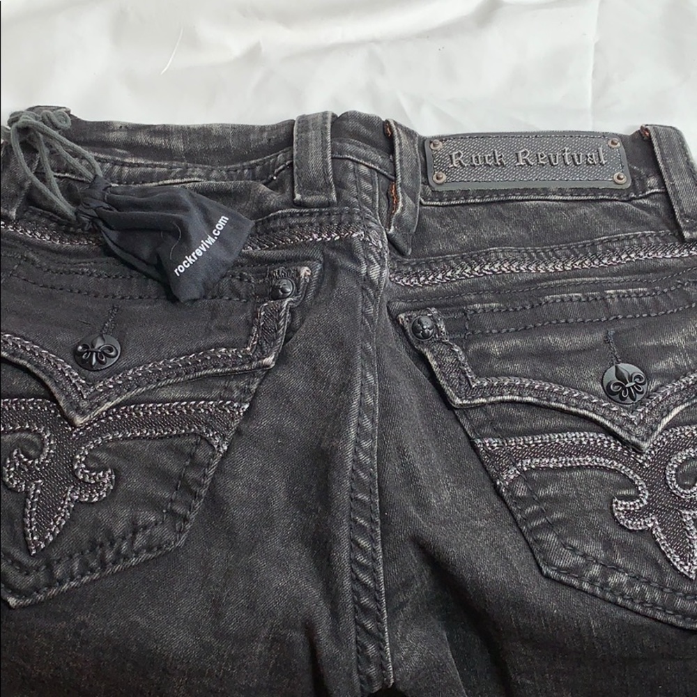Rock Revival Metallic wrinkled Skinny Jeans 27 - Picture 2 of 8